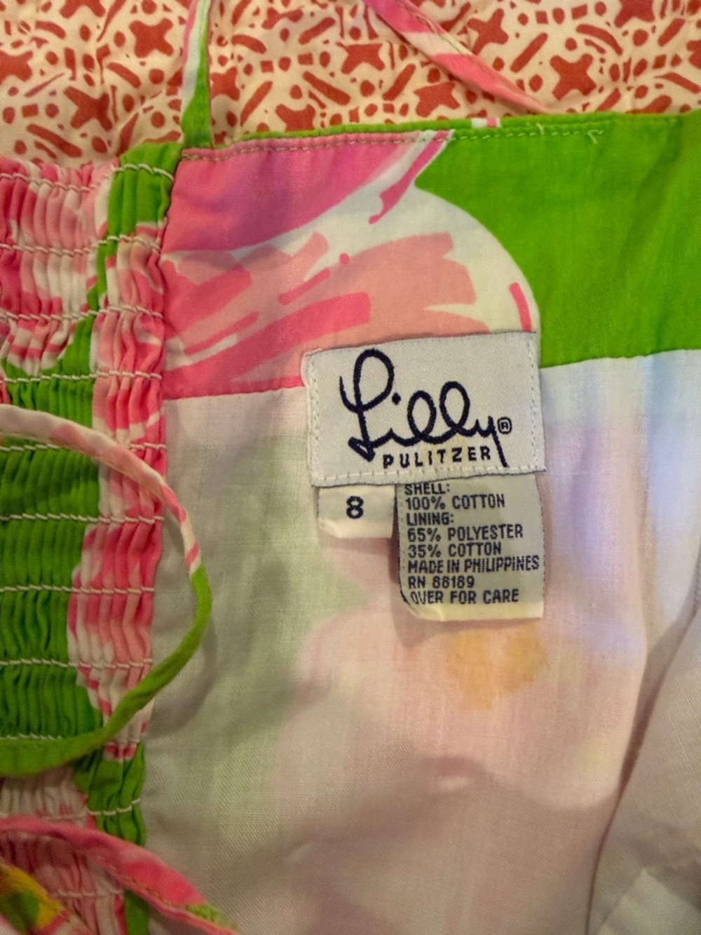Lilly Pulitzer Green and Pink Floral Tie-Shoulder Dress - Picture 3 of 3
